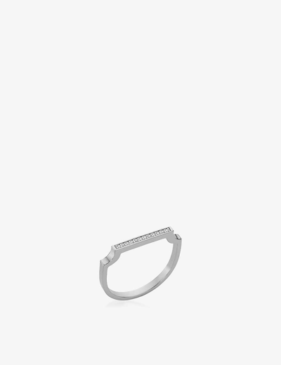 Monica Vinader Womens Sterling Silver Signature Thin Sterling-silver And 0.036 Diamond Ring