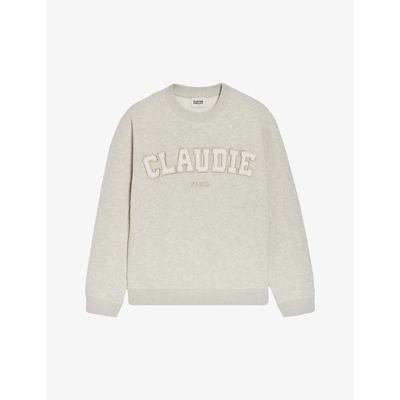 Claudie Pierlot Marled Knit Sweatshirt In Noir / Gris