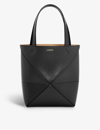 Loewe Puzzle Fold Mini Tote Bag In Shiny Leather In Black