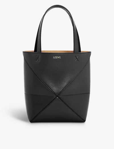 Loewe Puzzle Leather Tote Bag In Black
