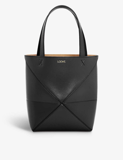 LOEWE WOMENS BLACK PUZZLE FOLD MINI LEATHER TOTE BAG,69809690