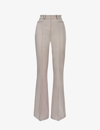 Shop Reiss Women's Neutral Dylan Flare-leg Stretch-woven Trousers