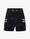 Balmain Monogram-pattern Mini Shorts In Bleu Marine Fonce