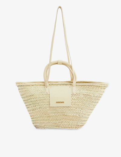 Jacquemus Womens Ivory Le Panier Soleil Palm Tote Bag