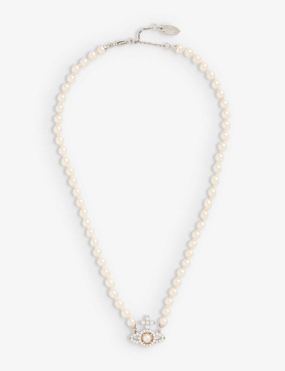 Vivienne Westwood Jewellery Olympia Platinum-plated Brass And Pearl Necklace In Plat/white/creamrose/prl