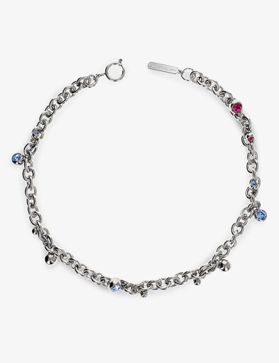Justine Clenquet Silver Bless Necklace In Silver/blue/pink