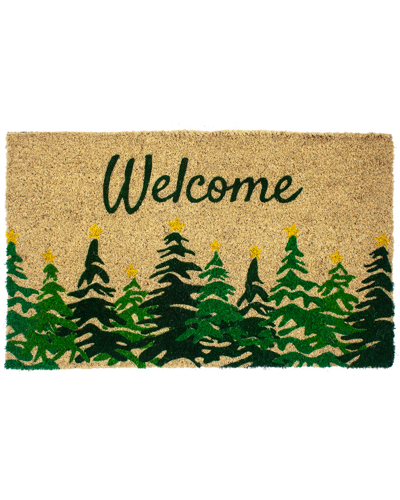 Entryways Winter Fir Coir Doormat In Green