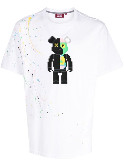 Mostly Heard Rarely Seen 8-bit 2 Face Bear Cotton T-shirt In White