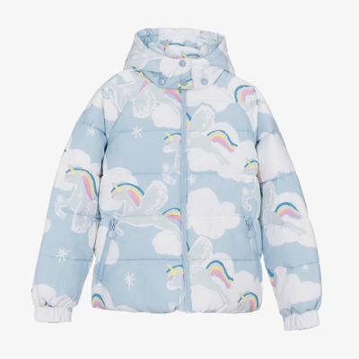 Stella Mccartney Kids Teen Girls Blue Unicorn Puffer Jacket