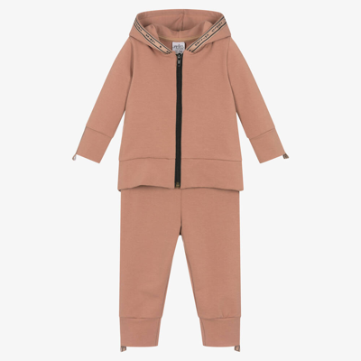 Jamiks Babies' Brown Cotton Hooded Tracksuit