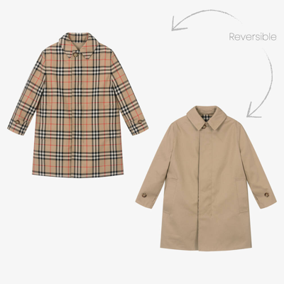 Burberry Kids' Boys Beige Check Reversible Car Coat