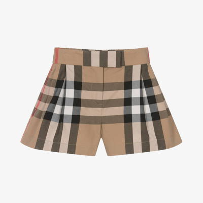 Burberry Kids Cotton Check Shorts (3-14 Years) In Beige