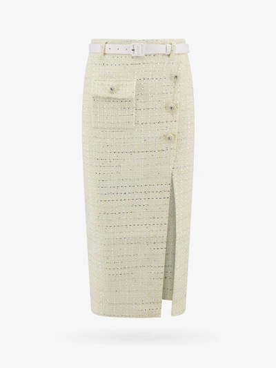 Self-portrait Midi Skirt In Bouclé In Yellow