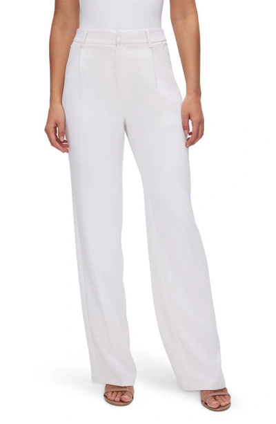 Good American Luxe Suiting Column Wide Leg Trousers In Ivory