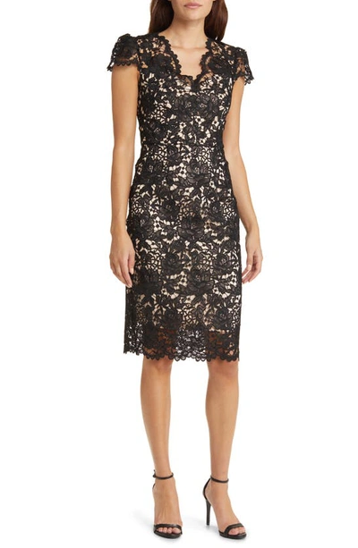 Eliza J Lace Cap Sleeve Sheath Dress In Black | ModeSens
