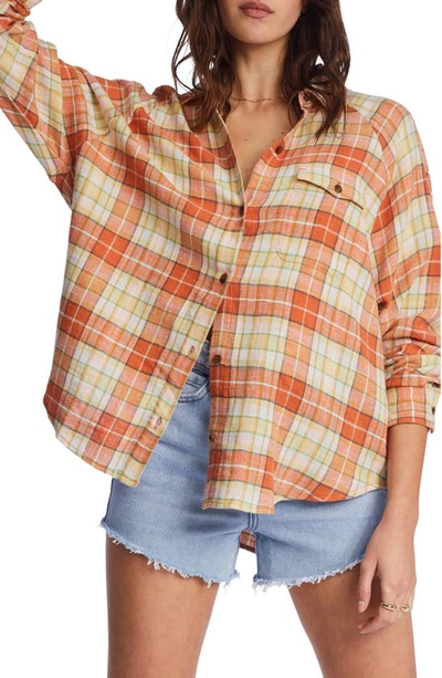 Billabong Best Time Plaid Flannel Shirt In Toffee