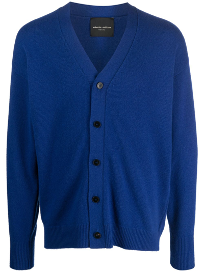 Roberto Collina V-neck Alpaca-wool Blend Cardigan In Blue