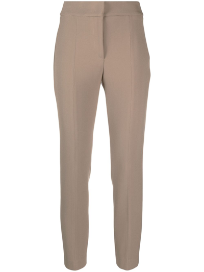 Peserico Cropped Slim-fit Trousers In Gray