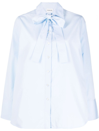 P.a.r.o.s.h Bow-detail Cotton Shirt In Blue