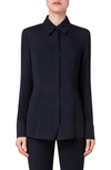 Akris Stretch Silk Georgette Blouse In 009 Black
