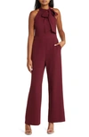 Vince Camuto Bow Neck Stretch Crepe Jumpsuit In Merlot