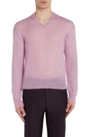 Tom Ford V-neck Mohair Blend Sweater In Pink Lavender