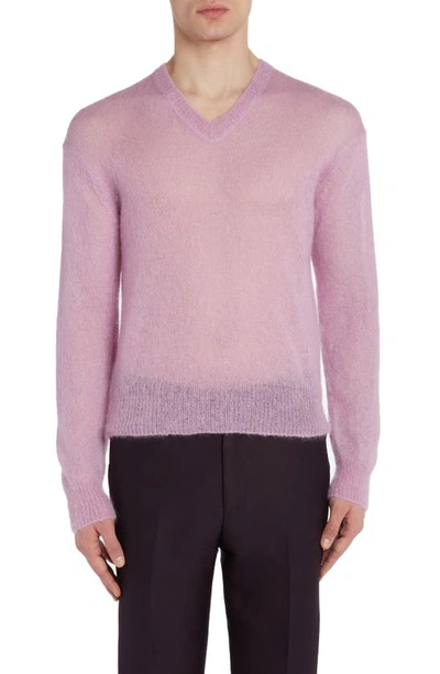 Tom Ford V-neck Mohair Blend Sweater In Pink Lavender