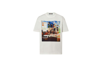 Pre-owned Louis Vuitton Printed Cotton T-shirt Milky White