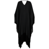 Taller Marmo Long Fringed Dress Plunging V-neck In Black