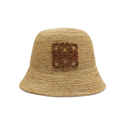 Loewe Anagram Raffia Bucket Hat In Natural