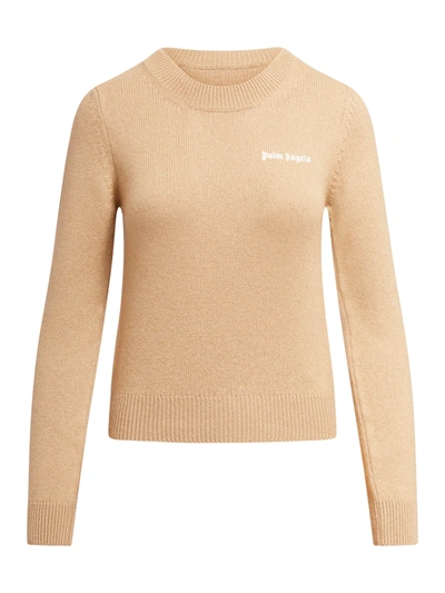 Palm Angels Logo Classic Sweater In Brown