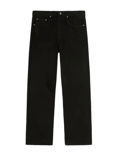 Palm Angels Logo-embroidered Denim Jeans In Black