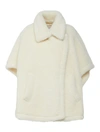Max Mara Cape In Alpaca And Wool Teddy Fabric In White