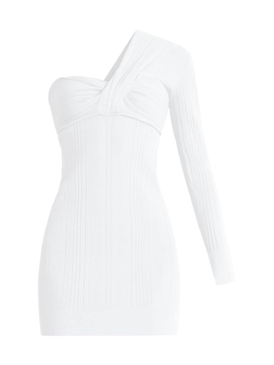 Herve Leger Women's Twisted One-shoulder Minidress In Alabaster