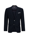 Hugo Boss Slim-fit Jacket In Micro-patterned Wool And Cotton In Dark Blue