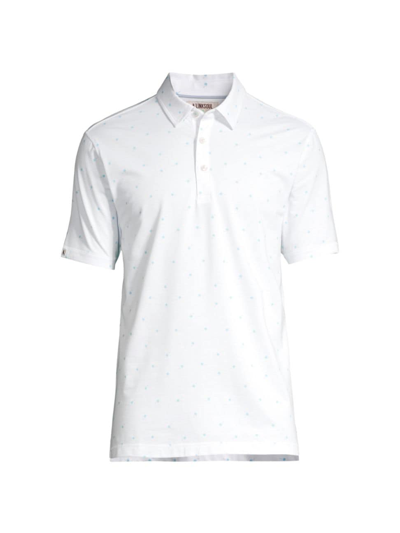 Linksoul Men's Printed Oxford Polo Shirt In White Heather Palm