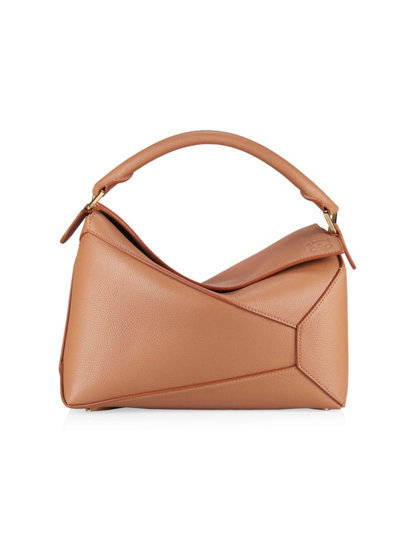 Loewe Small Puzzle Edge Leather Shoulder Bag In Toffee