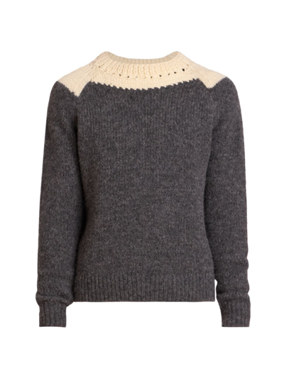 Dries Van Noten Men's Morgan Alpaca-blend Crocheted Sweater In Grey