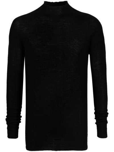 Rick Owens Fisherman-knit Virgin-wool Jumper In Black