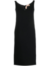 N°21 N21 Ruched-strap V-neck Midi Dress In Schwarz