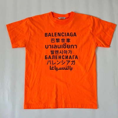 Pre-owned Balenciaga Lanugages Logo Print Cotton T Shirt