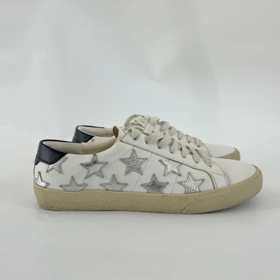 Pre-owned Saint Laurent Court Classic Star-embroidered Leather Trainers, 38.5