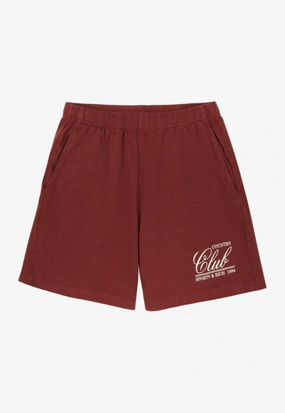 Sporty And Rich 94 Country Club Short In Maroon