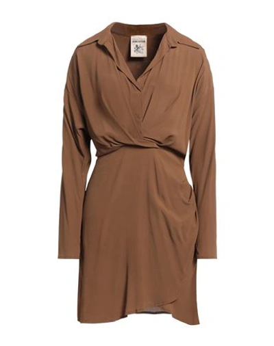 Semicouture Woman Mini Dress Brown Size 6 Acetate, Silk In Brown