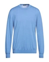 Drumohr Man Sweater Pastel Blue Size 46 Super 140s Wool