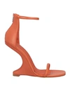 Rick Owens Woman Sandals Rust Size 6 Soft Leather In Red