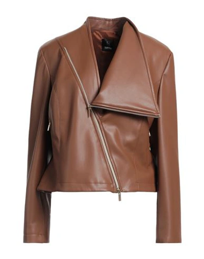 Hanita Woman Jacket Brown Size 4 Polyester, Polyurethane