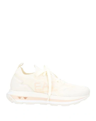 Ea7 Man Sneakers Cream Size 7 Textile Fibers In White