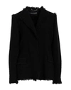 Alberta Ferretti Woman Suit Jacket Black Size 8 Virgin Wool, Polyamide, Silk In Black