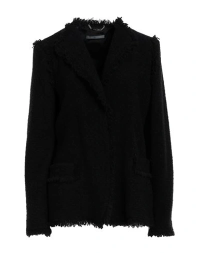 Alberta Ferretti Woman Suit Jacket Black Size 8 Virgin Wool, Polyamide, Silk